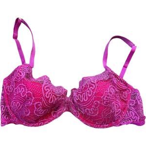 EUC Victoria's Secret Very Sexy Lace Push Up Underwired Bra Pink Women's Sz 34D